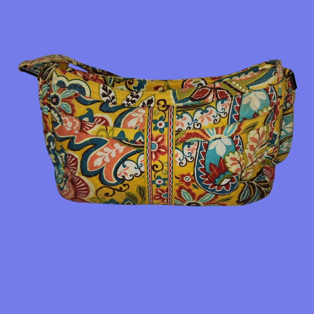 Vera Bradley Small Quilted Crossbody Bag With Bright Floral Paisley Pattern